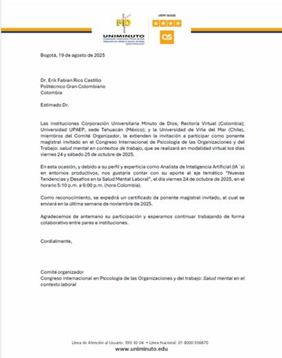 Ponencia Congreso Internacional de Psicología de las organizaciones y del trabajo: Salud Mental en contextos de trabajo